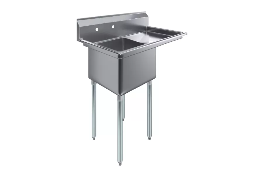 39 in. x 23.5 in. Stainless Steel One Compartment Sink with 18 in. x 18 in. Bowl and 18 in. Right Drainboard