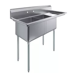 57 1/4 in. x 23.5 in. Stainless Steel Two Compartment Sink with 18 in. x 18 in. Bowls and 18 in. Right Drainboard