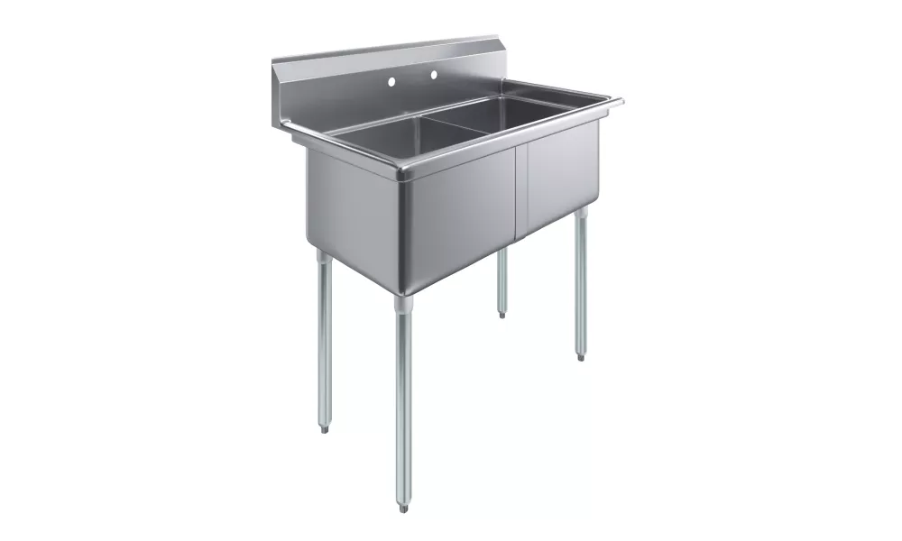 18" x 18" x 12" Two Compartment Stainless Steel Commercial Kitchen Prep & Utility Sink | NSF
