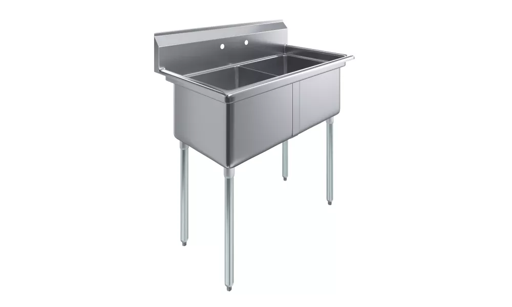 41 in. x 23.5 in. Stainless steel Two Compartment Sink with 18 in. x 18 in. Bowls