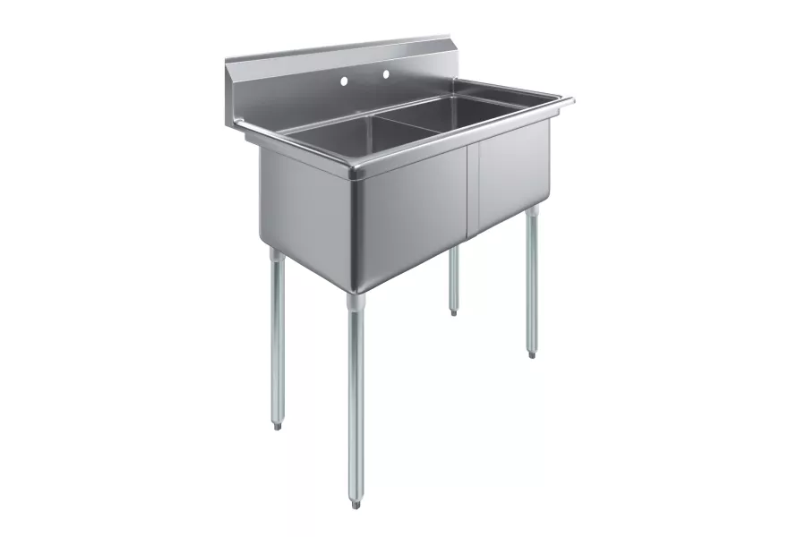 41 in. x 23.5 in. Stainless steel Two Compartment Sink with 18 in. x 18 in. Bowls