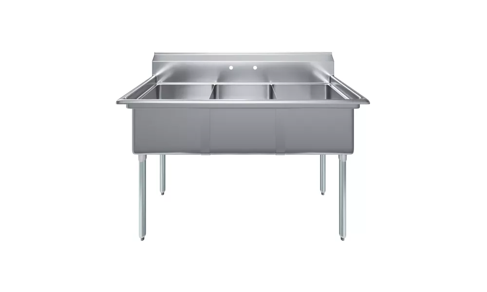AmGood 59 in. x 23.5 in. Stainless steel Three Compartment Sink