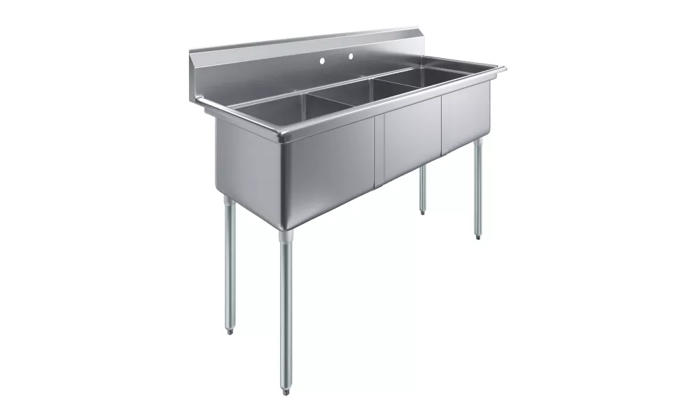18" x 18" x 12" Three Compartment Stainless Steel Commercial Kitchen Prep & Utility Sink | NSF