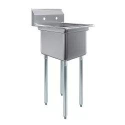 18" x 18" Stainless Steel Prep & Utility Sink | 304 Stainless Steel | Overall Size: 24" x 23 1/2"