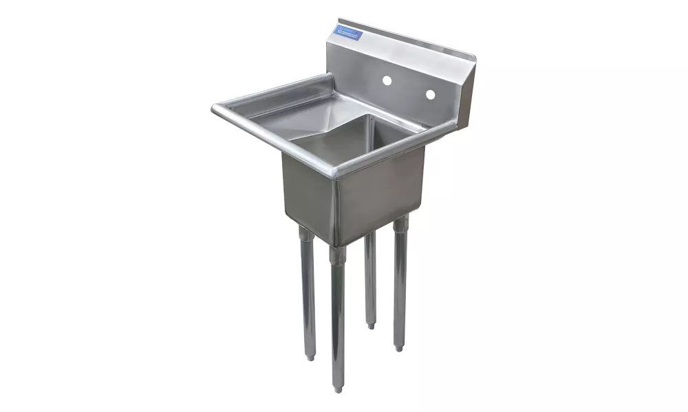 10" x 14" X 10" with 10" Left Drainboard One Compartment Stainless Steel Commercial Kitchen Prep & Utility Sink | NSF