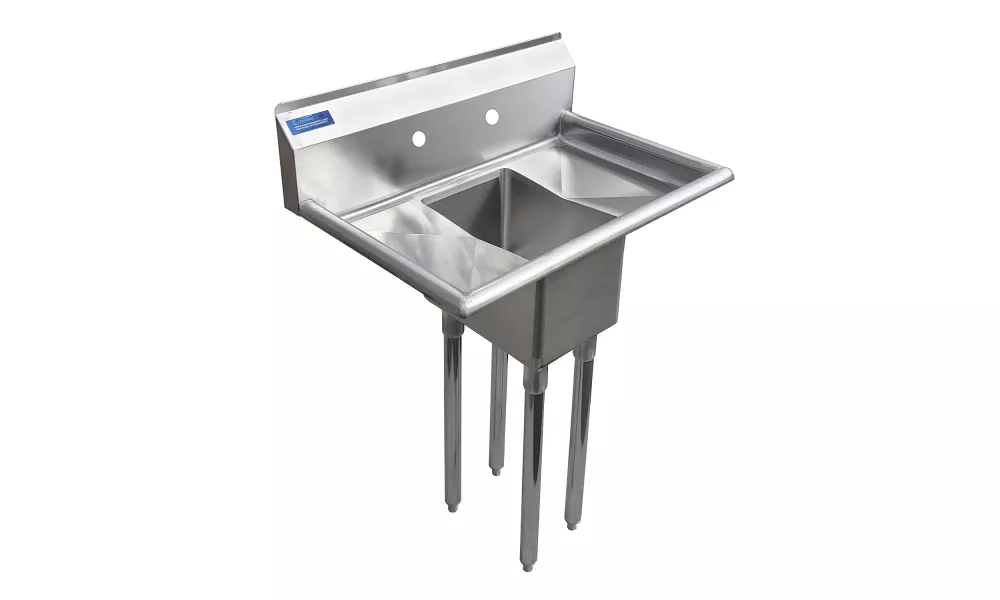10" x 14" x 10" with 10" Left and Right Drainboards One Compartment Stainless Steel Commercial Kitchen Prep & Utility Sink | NSF