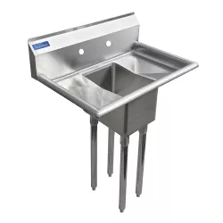 10" x 14" x 10" with 10" Left and Right Drainboards One Compartment Stainless Steel Commercial Kitchen Prep & Utility Sink | NSF