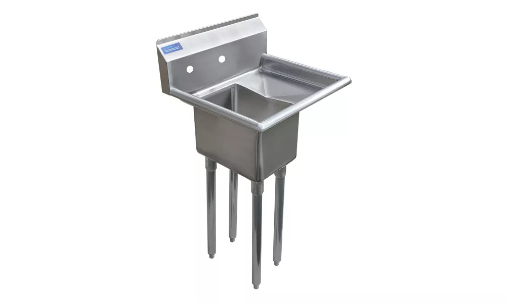 10" x 14" x 10" with 10" Right Drainboard One Compartment Stainless Steel Commercial Kitchen Prep & Utility Sink | NSF