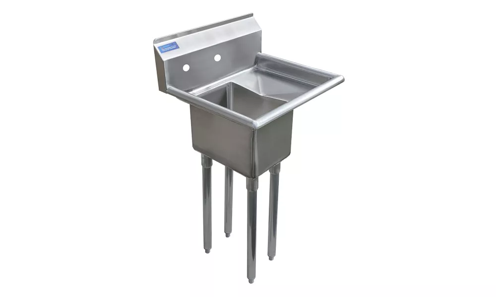 23 in. x 20 in. Stainless Steel One Compartment Sink with 14 in. x 10 in. Bowl and 10 in. Right Drainboard