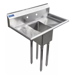 10" x 14" x 10" with 12" Left and Right Drainboards One Compartment Stainless Steel Commercial Kitchen Prep & Utility Sink