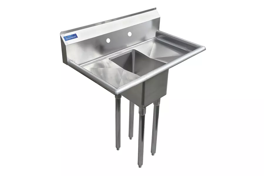 10" x 14" x 10" with 12" Left and Right Drainboards One Compartment Stainless Steel Commercial Kitchen Prep & Utility Sink