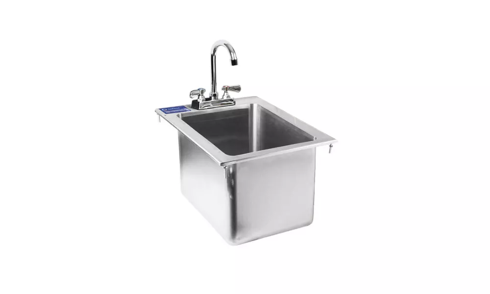 Stainless Steel 1 Compartment Drop-In Sink Bowl 10 in. x 14 in. x 10 in.. With Faucet