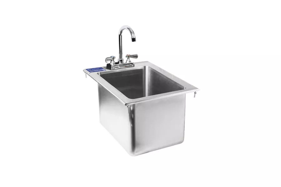 Stainless Steel 1 Compartment Drop-In Sink Bowl 10 in. x 14 in. x 10 in.. With Faucet