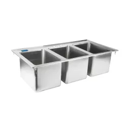  Stainless Steel 3 Compartment Drop-In Sink.  Bowl 10 in. x 14 in. x 10 in.. No Faucet