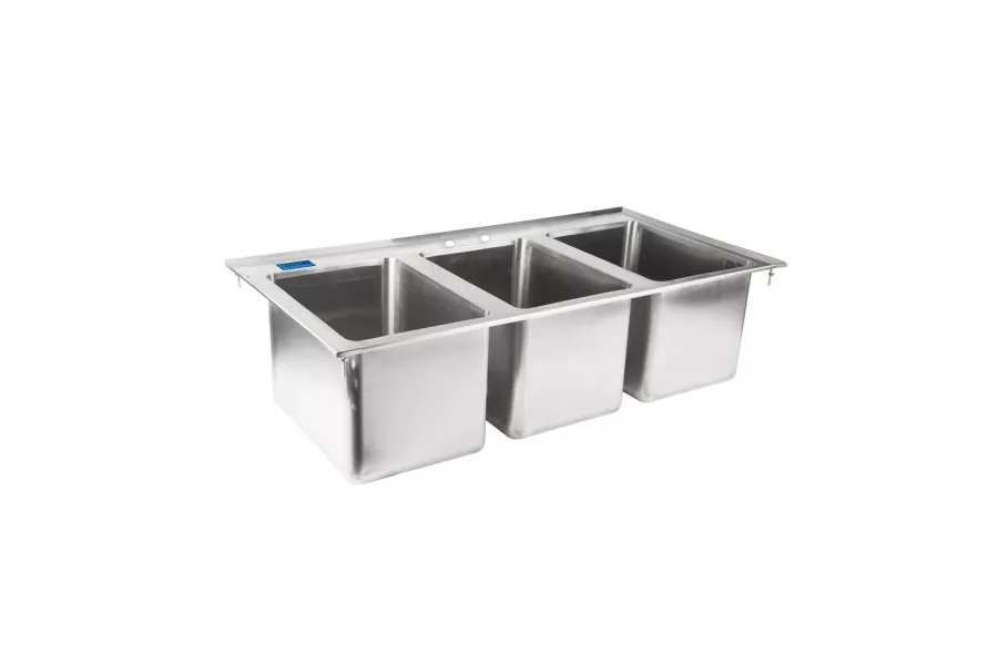  Stainless Steel 3 Compartment Drop-In Sink.  Bowl 10 in. x 14 in. x 10 in.. No Faucet