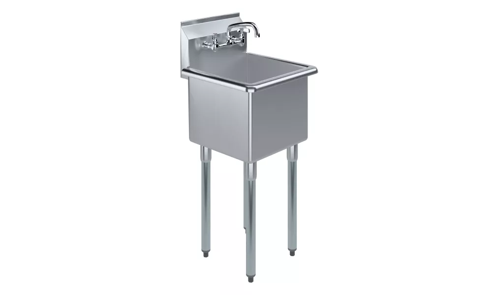 15" x 15" Stainless Steel Prep & Utility Sink With Faucet | 304 Stainless Steel | NSF | Overall Size: 18.5" x 18" | Restaurant, Kitchen, Laundry, Garage
