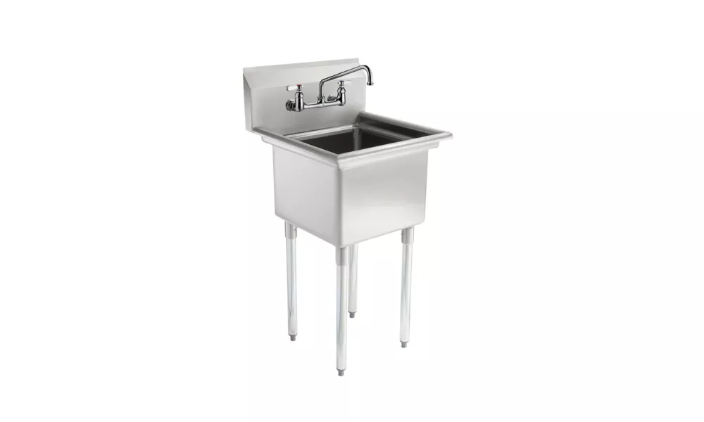 18" x 18" Stainless Steel Prep & Utility Sink With Faucet | 304 Stainless Steel | Overall Size: 24" x 23 1/2" | Restaurant, Kitchen, Laundry, Garage