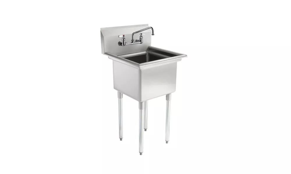 24 in. x 23.5 in. Stainless Steel One Compartment Sink with Faucet and 18 in. x 18 in. x 12 in. Bowl