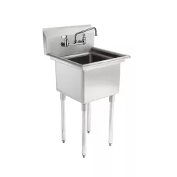 24 in. x 23.5 in. Stainless Steel One Compartment Sink with Faucet and 18 in. x 18 in. x 12 in. Bowl