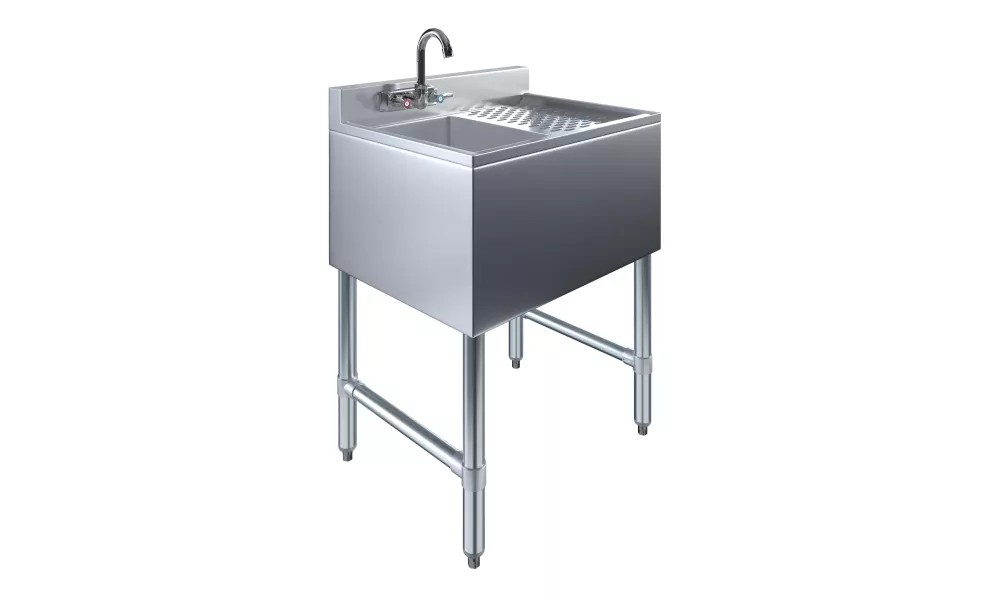 24 in. x 19 in. One Compartment Underbar Sink With Right Drainboard and Faucet