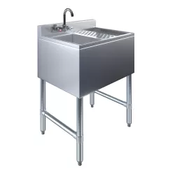 24 in. x 19 in. One Compartment Underbar Sink With Right Drainboard and Faucet