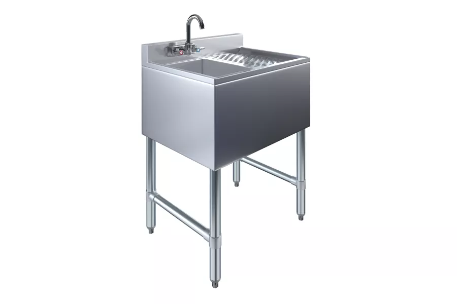 24 in. x 19 in. One Compartment Underbar Sink With Right Drainboard and Faucet