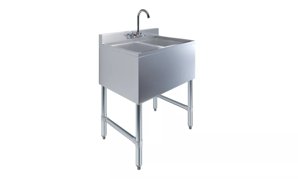 26.5 in. x 19 in. Two Compartment Underbar Sink with Faucet