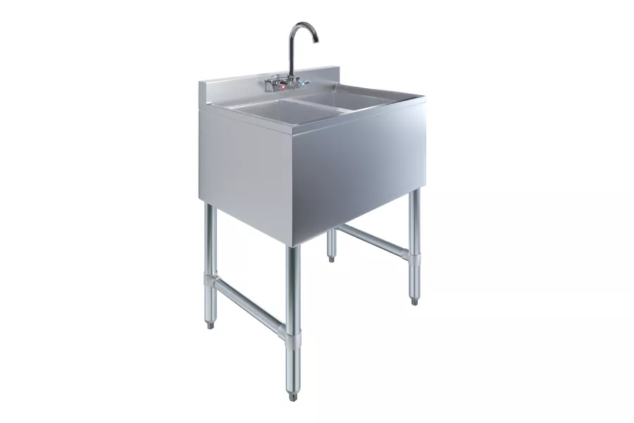 26.5 in. x 19 in. Two Compartment Underbar Sink with Faucet