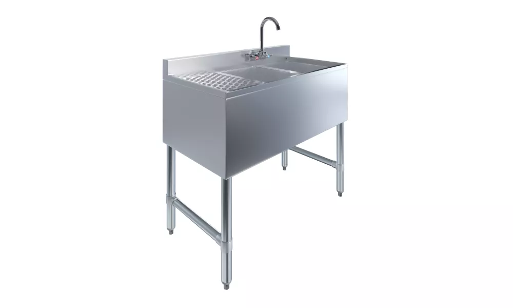 36 in. x 19 in. Two Compartment Underbar Sink with Left Drainboard and Faucet