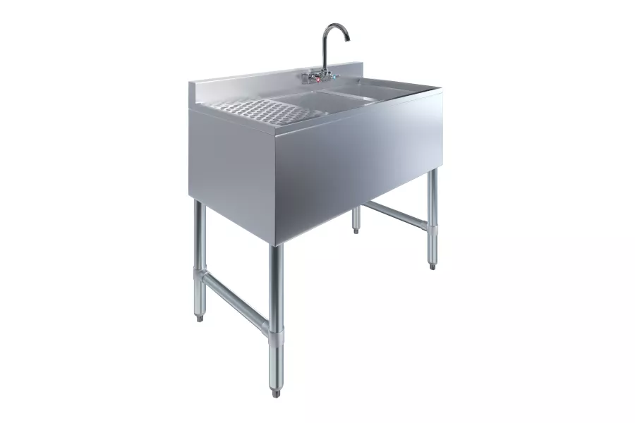 36 in. x 19 in. Two Compartment Underbar Sink with Left Drainboard and Faucet