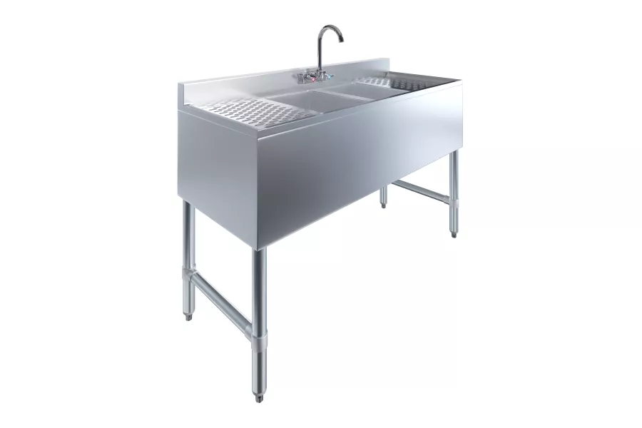 48 in. x 19 in. Two Compartment Underbar Sink with Two Drainboards and Faucet