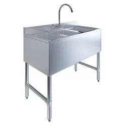 3 Compartment Under Bar Sink With Faucet - 38" X 18 3/4"