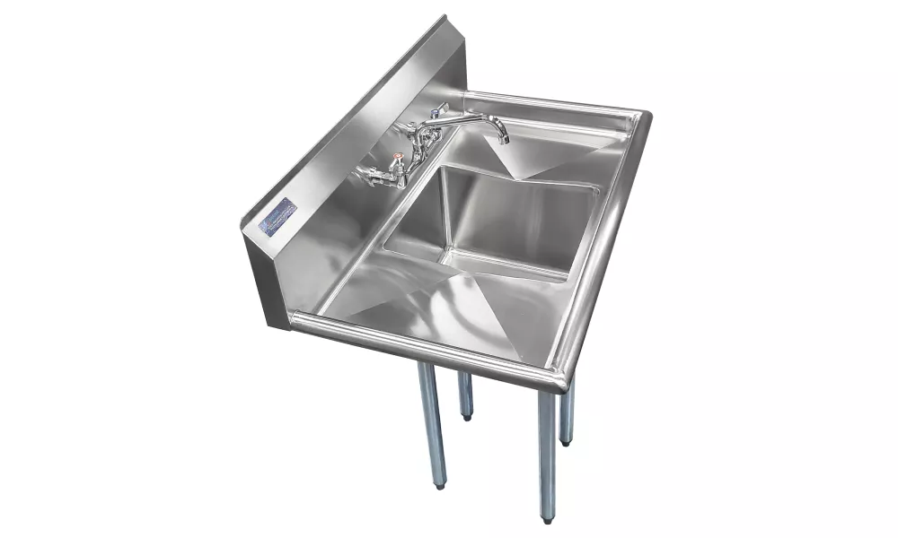 14" x 16" x 11" with 12" Left and Right Drainboards with Faucet One Compartment Stainless Steel Commercial Kitchen Prep & Utility Sink | NSF