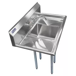14" x 16" x 11" with 12" Left and Right Drainboards with Faucet One Compartment Stainless Steel Commercial Kitchen Prep & Utility Sink | NSF