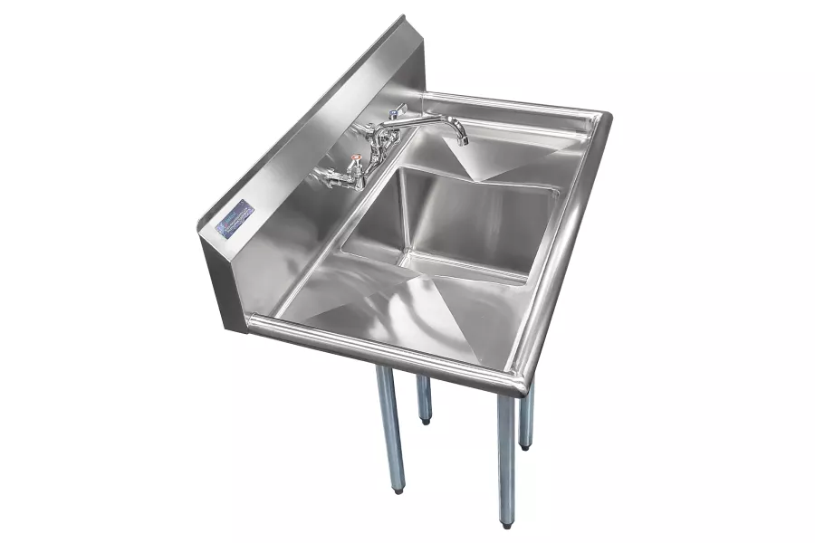 14" x 16" x 11" with 12" Left and Right Drainboards with Faucet One Compartment Stainless Steel Commercial Kitchen Prep & Utility Sink