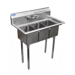 10" x 14" x 10" with Legs and Faucet Stainless Steel Sink - 3 Compartment Sink | NSF | Utility | Commercial | Laundry | Kitchen