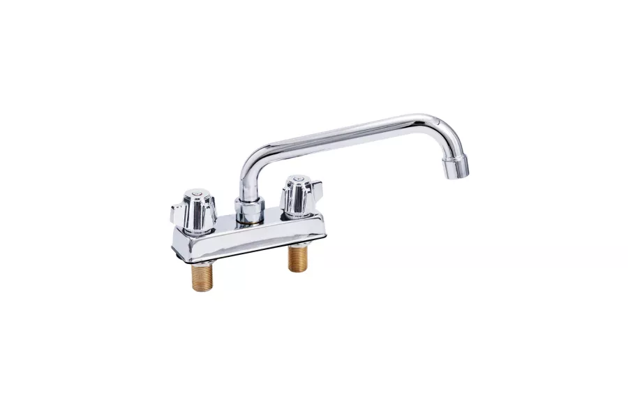Deck Mount Kitchen Sink Faucet | 10" Swivel Spout | 4" Center | NSF | 