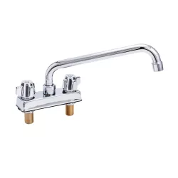 Deck Mount Kitchen Sink Faucet | 12" Swivel Spout | 4" Center | NSF | Commercial Kitchen Utility Laundry