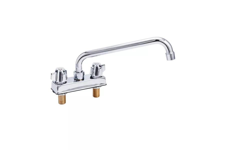 Deck Mount Kitchen Sink Faucet | 12" Swivel Spout | 4" Center 