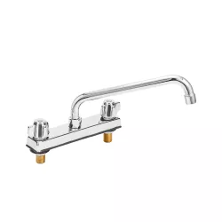 Deck Mount Kitchen Sink Faucet | 12" Swivel Spout | 8" Center | NSF | Commercial Kitchen Utility Laundry