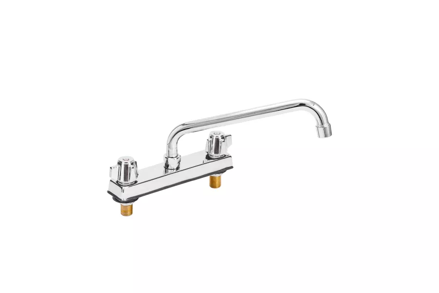 Deck Mount Kitchen Sink Faucet | 12" Swivel Spout | 8" Center | NSF  
