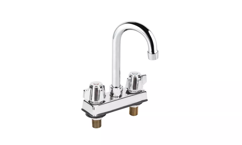 Deck Mount Kitchen Sink Gooseneck Faucet | 6" Swivel Spout | 4" Center | NSF | Commercial Kitchen Utility Laundry