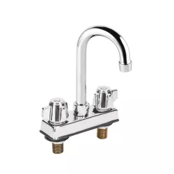 Deck Mount Kitchen Sink Gooseneck Faucet | 6" Swivel Spout | 4" Center | NSF | Commercial Kitchen Utility Laundry