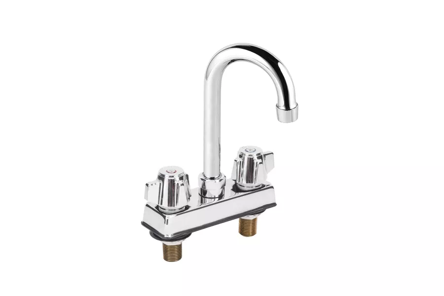 Deck Mount Kitchen Sink Gooseneck Faucet | 6" Swivel Spout | 4" Center | NSF  