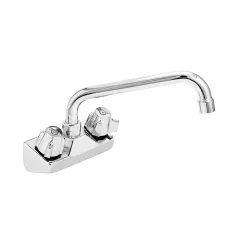 Wall Mount Kitchen Sink Faucet | 10" Swivel Spout | 4" Center | NSF | Commercial Kitchen Utility Laundry