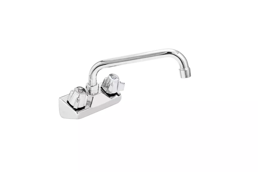 Wall Mount Kitchen Sink Faucet | 10" Swivel Spout | 4" Center |