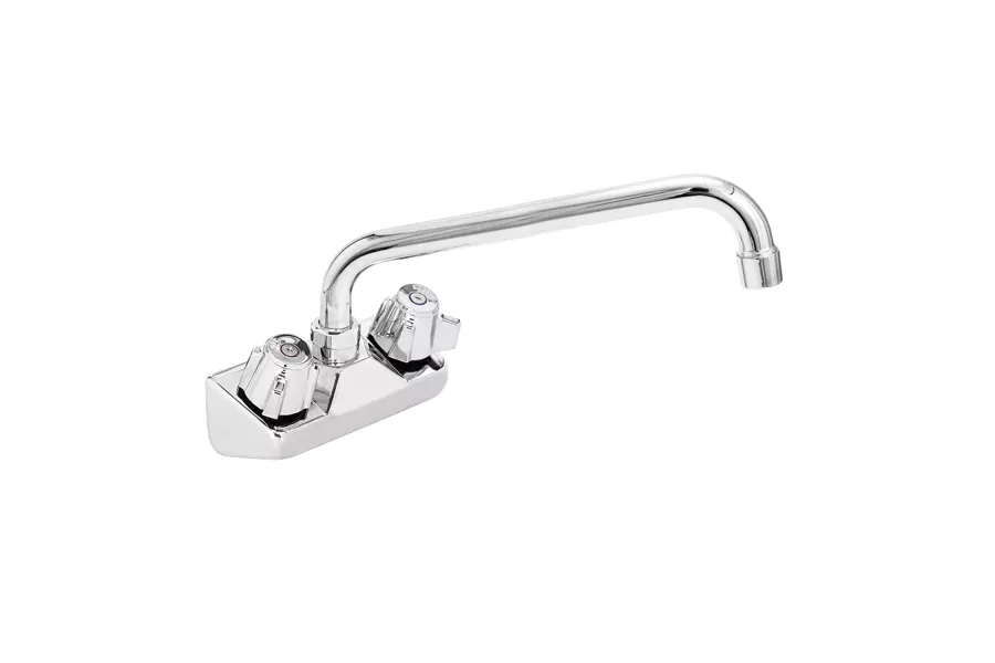 Wall Mount Kitchen Sink Faucet | 12" Swivel Spout | 4" Center | NSF |  