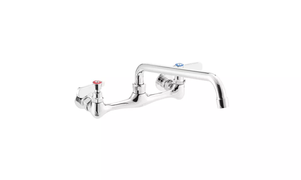 Wall Mount Faucet with 10" Swing Spout, 8" Centers and Lever Handles