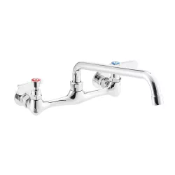 Wall Mount Faucet with 10" Swing Spout, 8" Centers and Lever Handles
