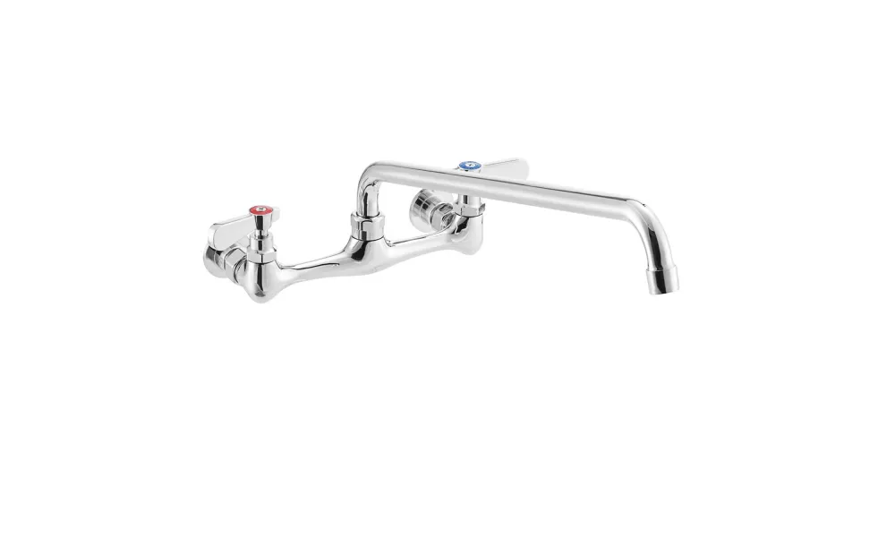 Wall Mount Faucet with 12" Swing Spout, 8" Centers and Lever Handles